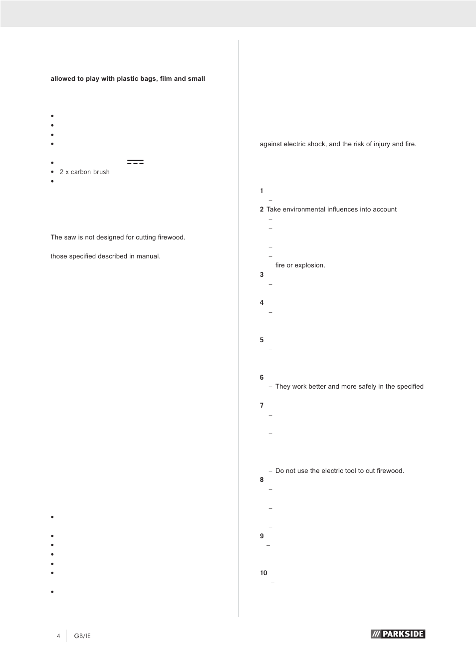 Intended use, Safety information | Parkside PZKS 1500 A1 User Manual | Page 9 / 76