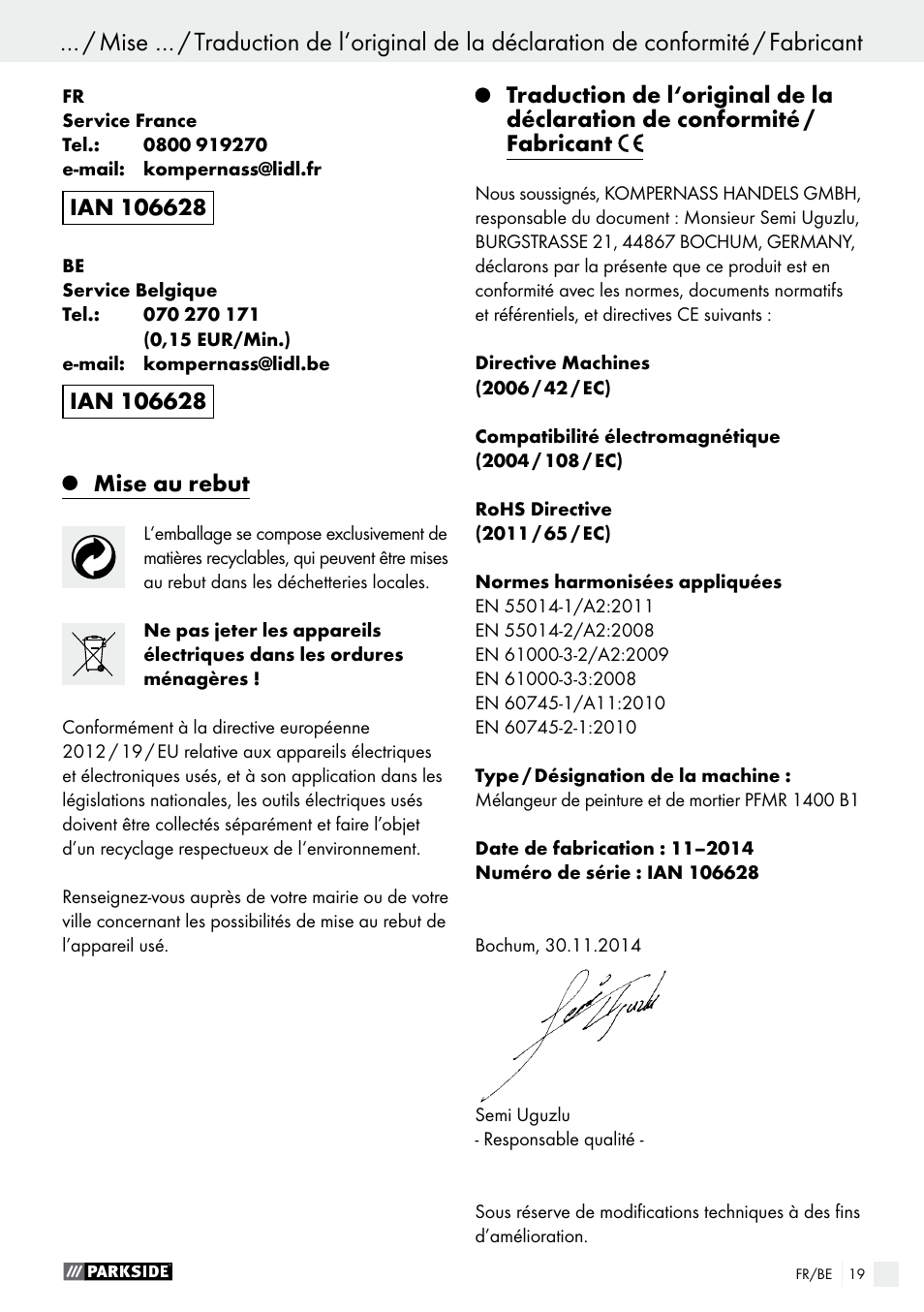 Parkside PFMR 1400 B1 User Manual | Page 19 / 37
