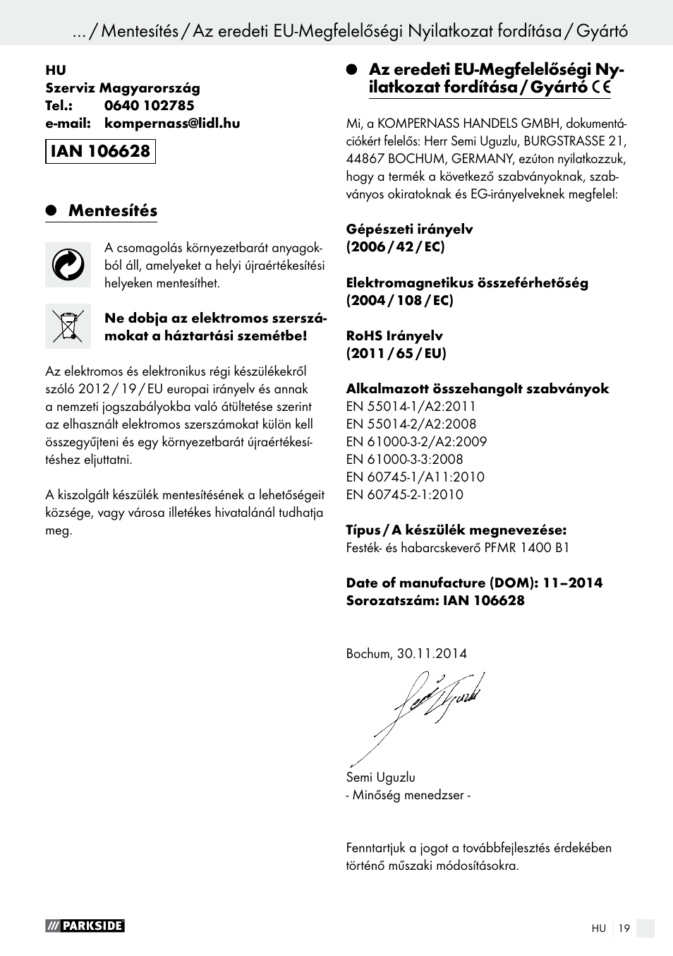 Parkside PFMR 1400 B1 User Manual | Page 19 / 55