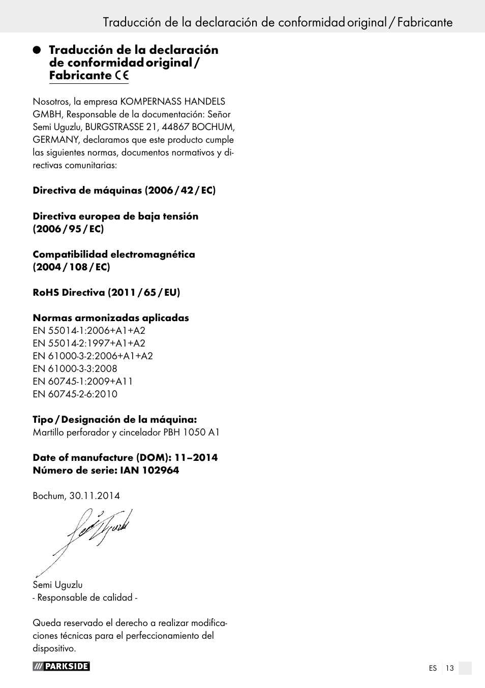 Garantía / eliminación | Parkside PBH 1050 A1 User Manual | Page 13 / 52