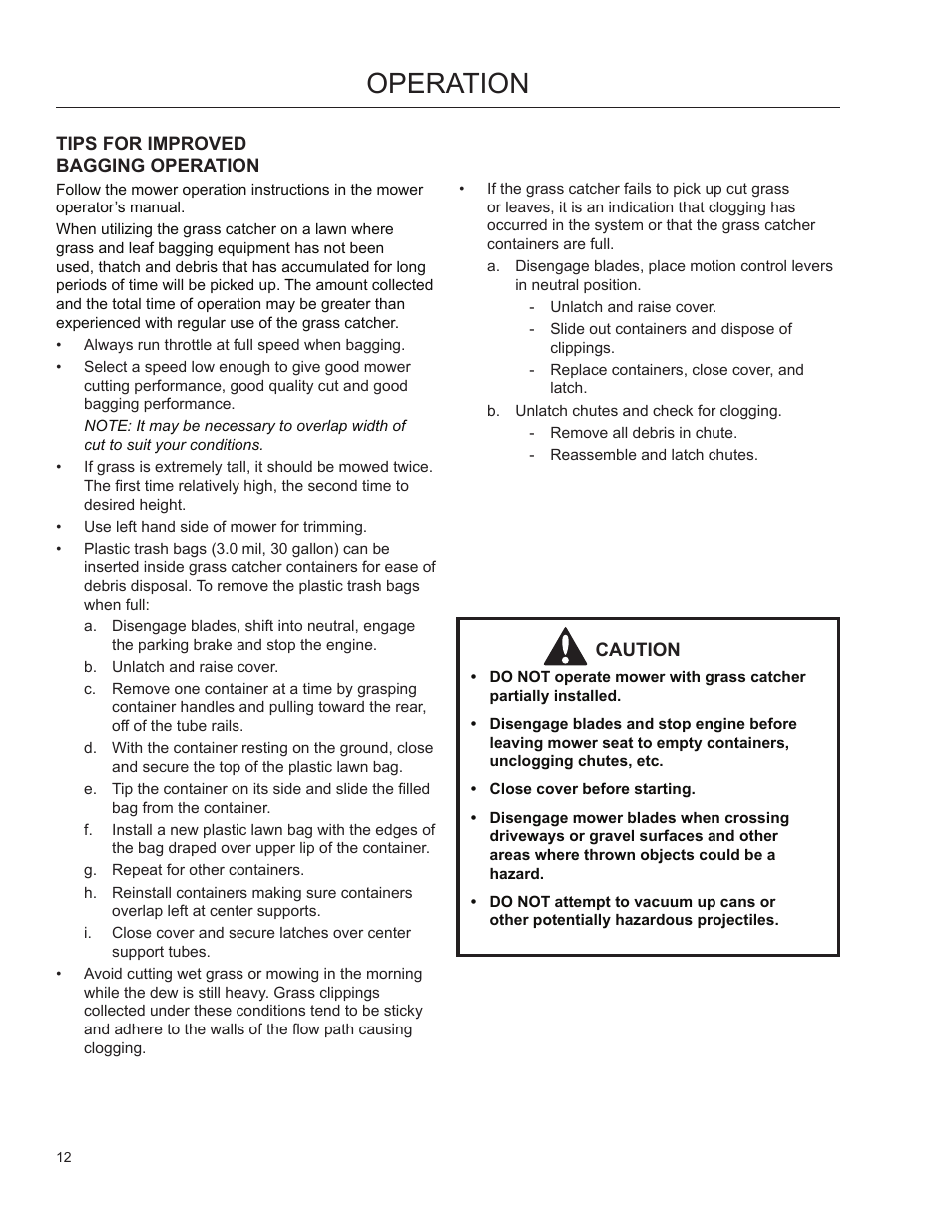 Operation | Dixon 966 004201 User Manual | Page 11 / 18