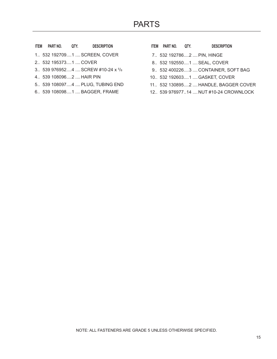 Parts | Dixon 966 004201 User Manual | Page 14 / 18