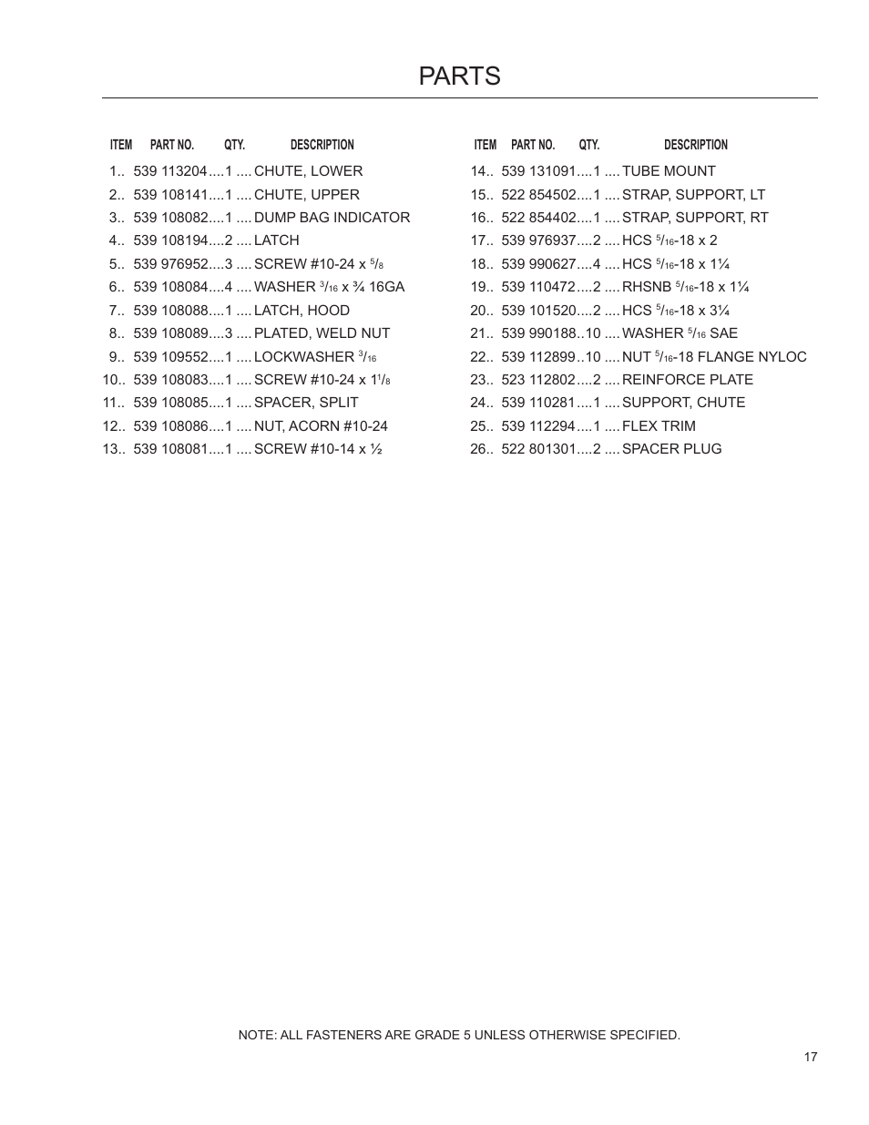 Parts | Dixon 966 004201 User Manual | Page 16 / 18