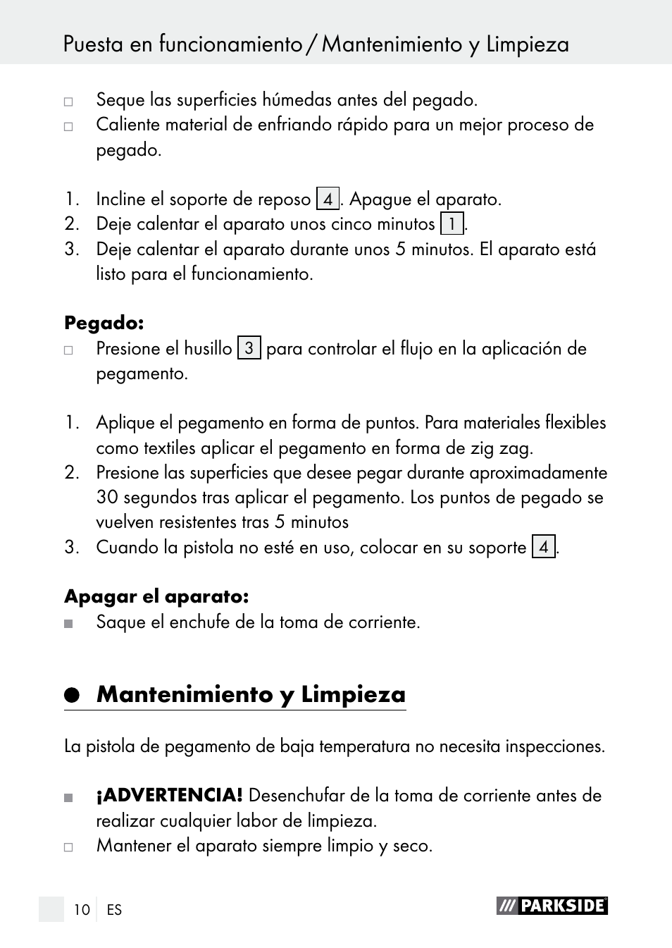 Mantenimiento y limpieza | Parkside PNKP 105 A1 User Manual | Page 10 / 56