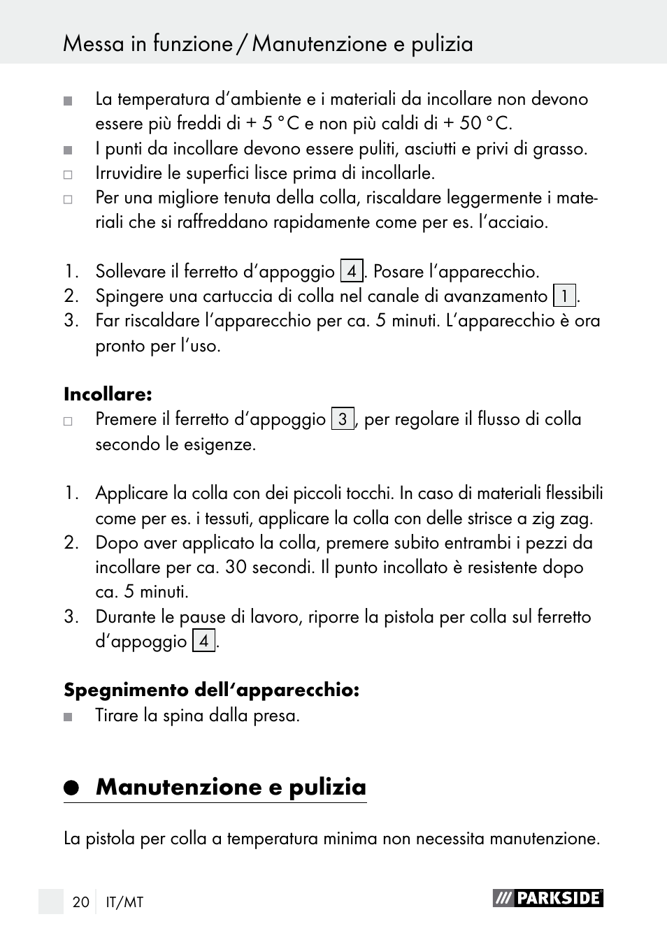 Manutenzione e pulizia | Parkside PNKP 105 A1 User Manual | Page 20 / 56