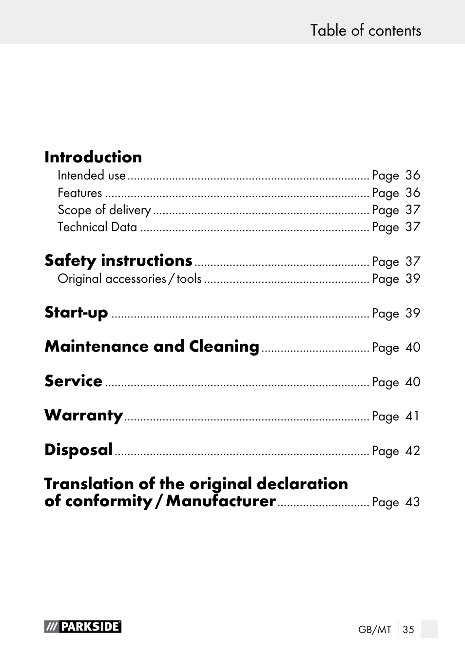 Safety instructions, Start-up, Maintenance and cleaning | Service, Warranty, Disposal | Parkside PNKP 105 A1 User Manual | Page 35 / 56