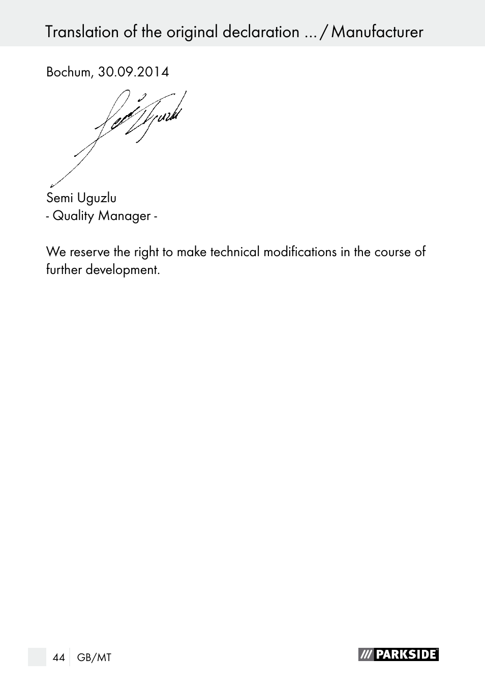 Parkside PNKP 105 A1 User Manual | Page 44 / 56