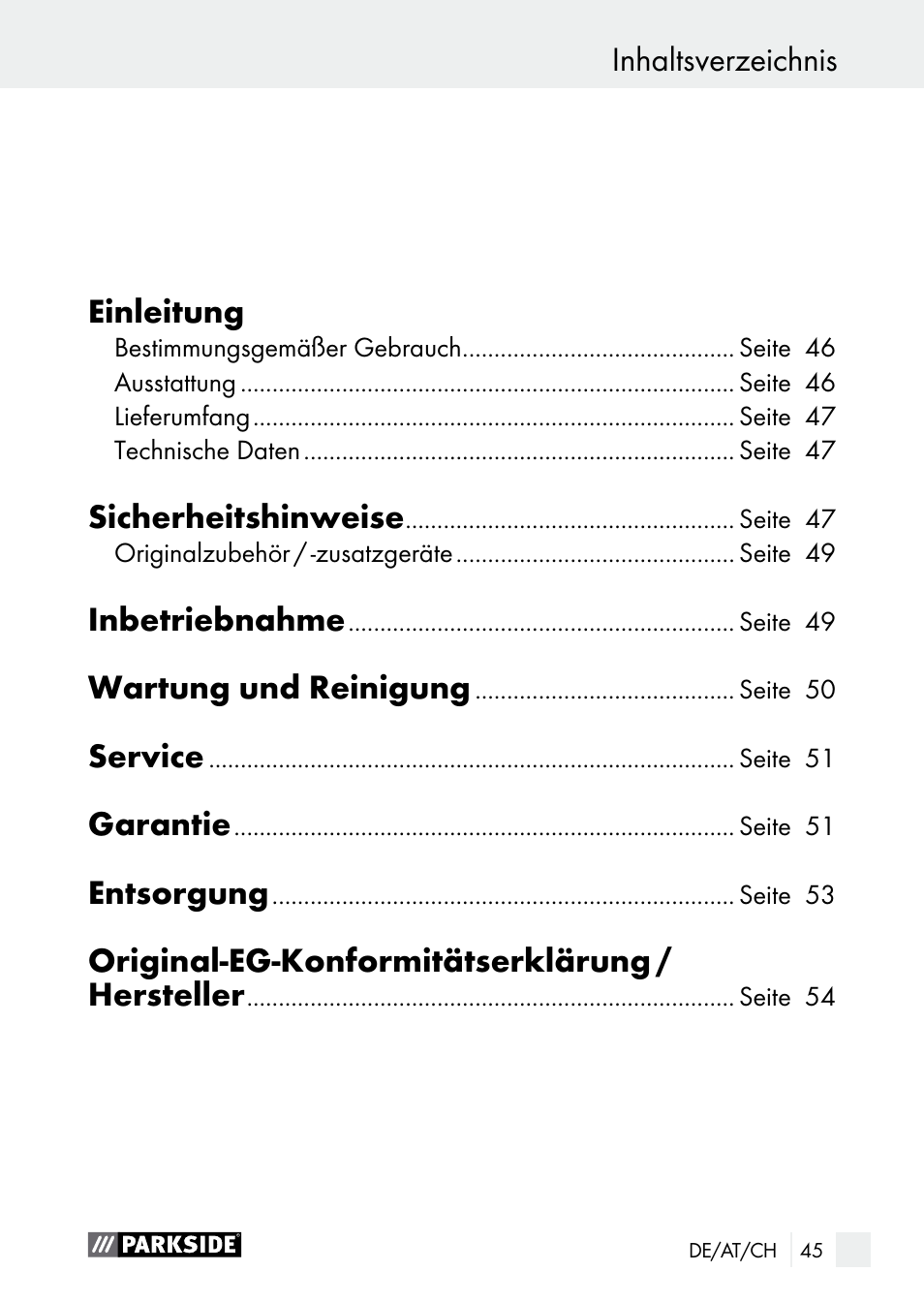 Parkside PNKP 105 A1 User Manual | Page 45 / 56
