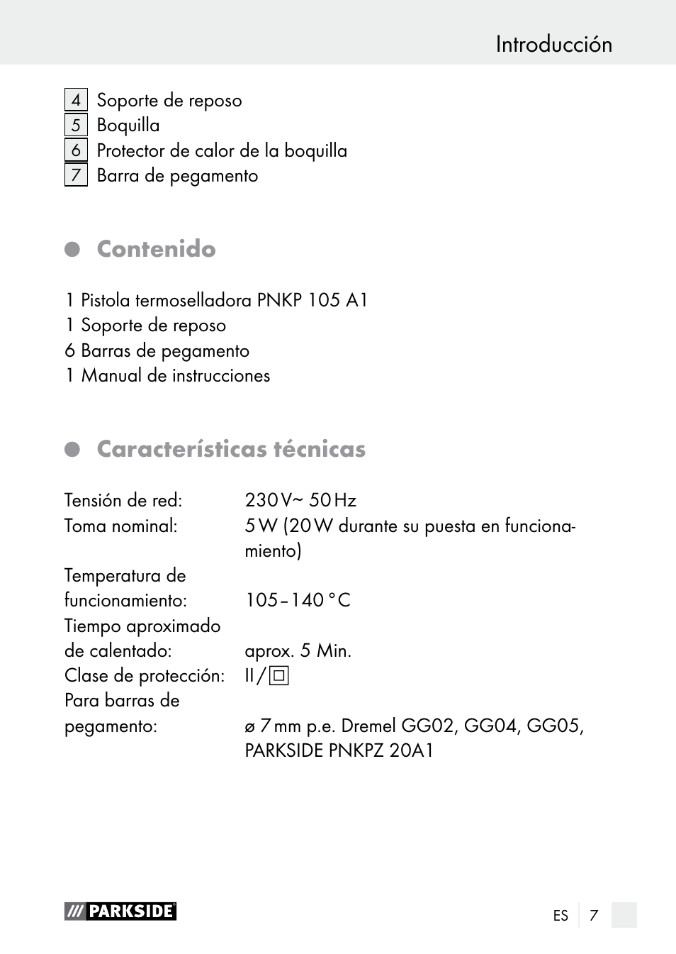 Parkside PNKP 105 A1 User Manual | Page 7 / 56