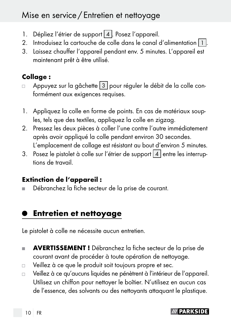 Entretien et nettoyage | Parkside PNKP 105 A1 User Manual | Page 10 / 36