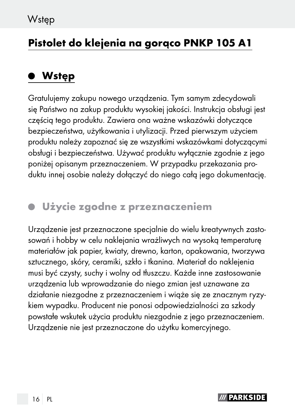 Parkside PNKP 105 A1 User Manual | Page 16 / 66