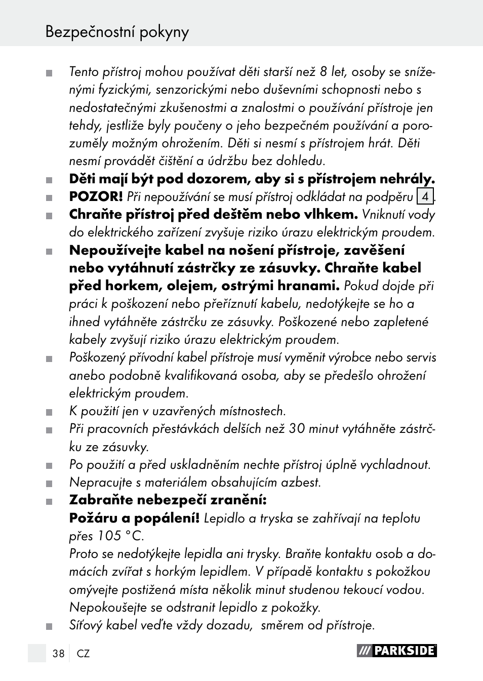 Parkside PNKP 105 A1 User Manual | Page 38 / 66