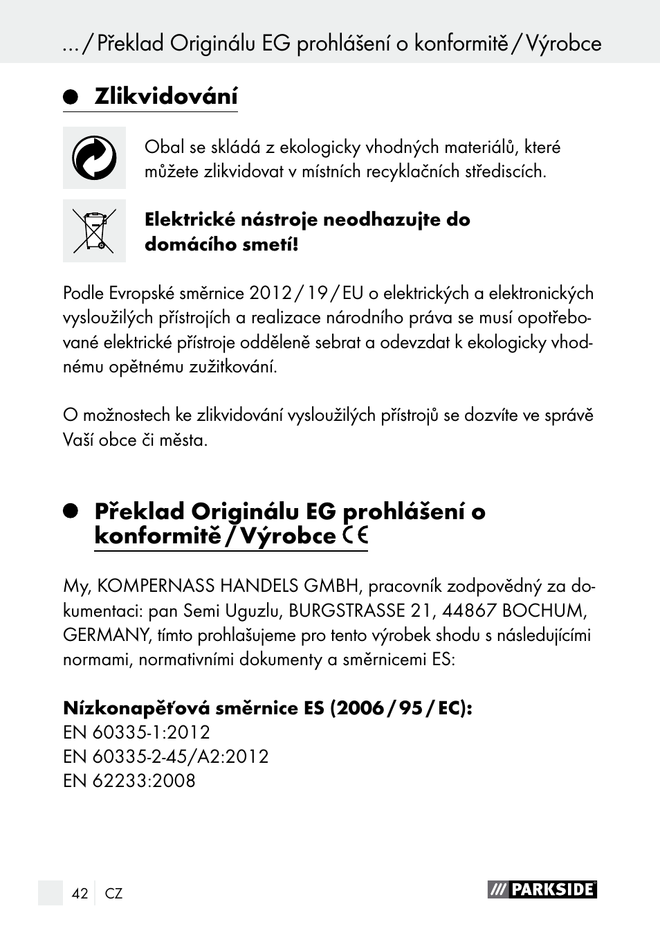 Parkside PNKP 105 A1 User Manual | Page 42 / 66