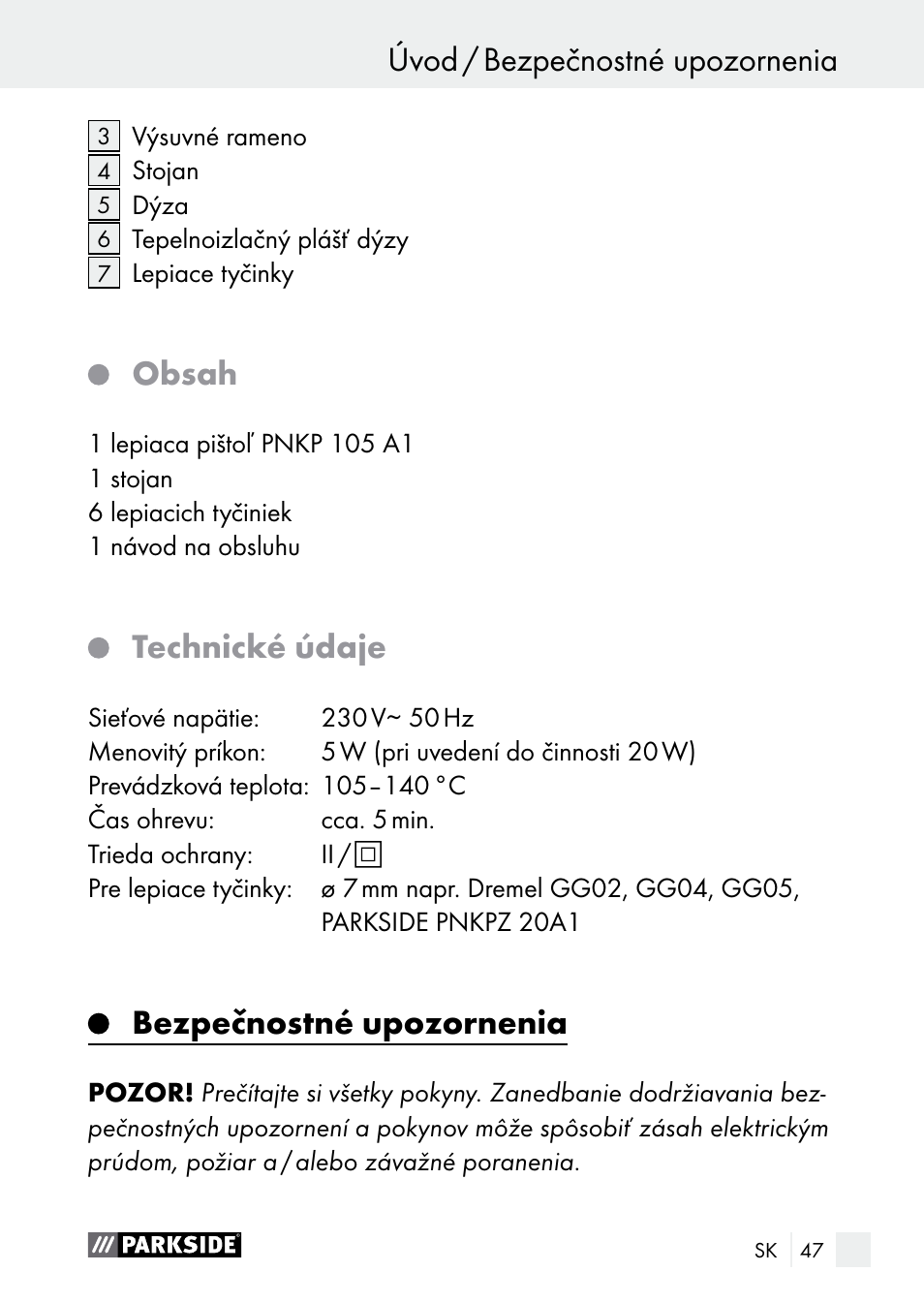 Parkside PNKP 105 A1 User Manual | Page 47 / 66