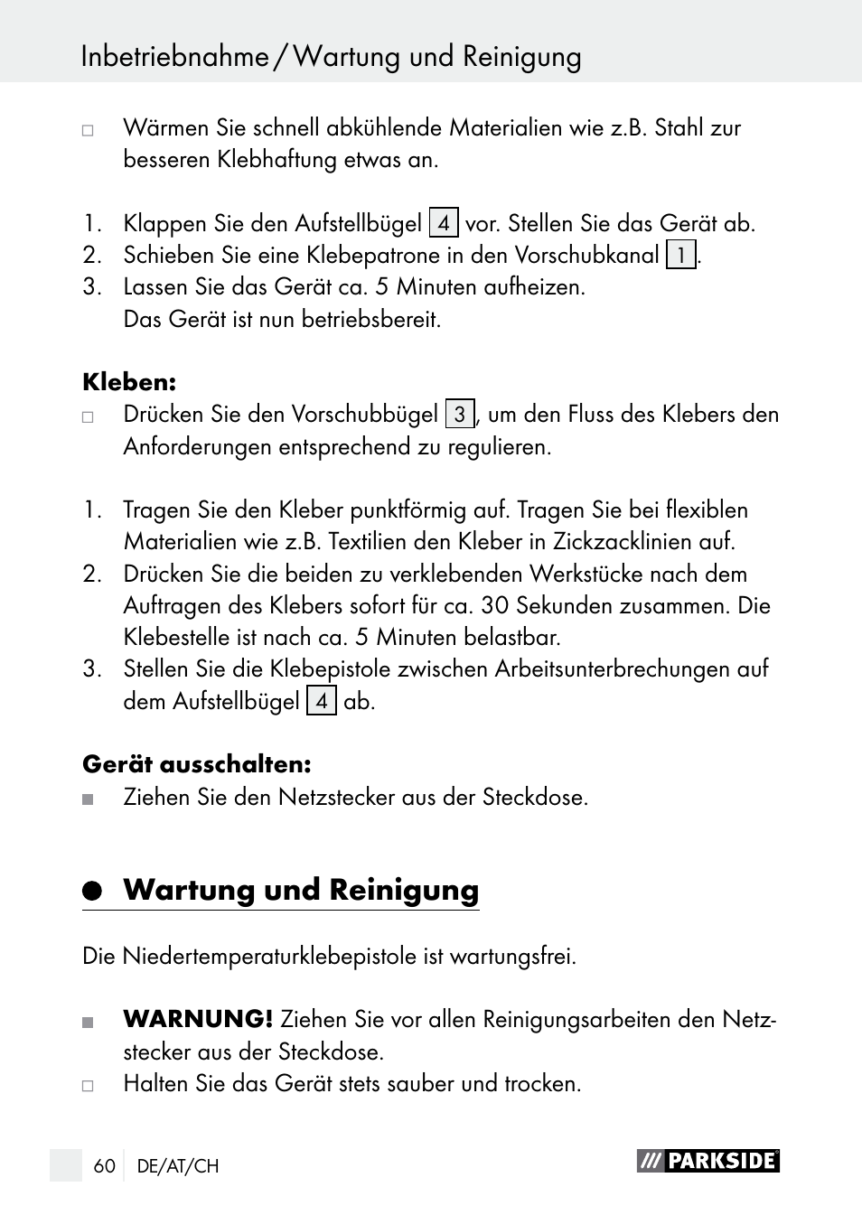 Wartung und reinigung | Parkside PNKP 105 A1 User Manual | Page 60 / 66