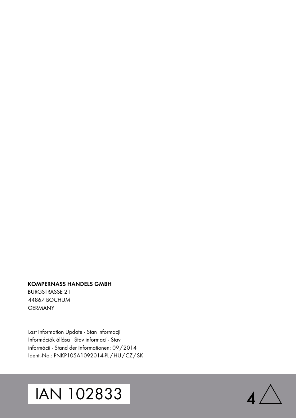 Parkside PNKP 105 A1 User Manual | Page 66 / 66