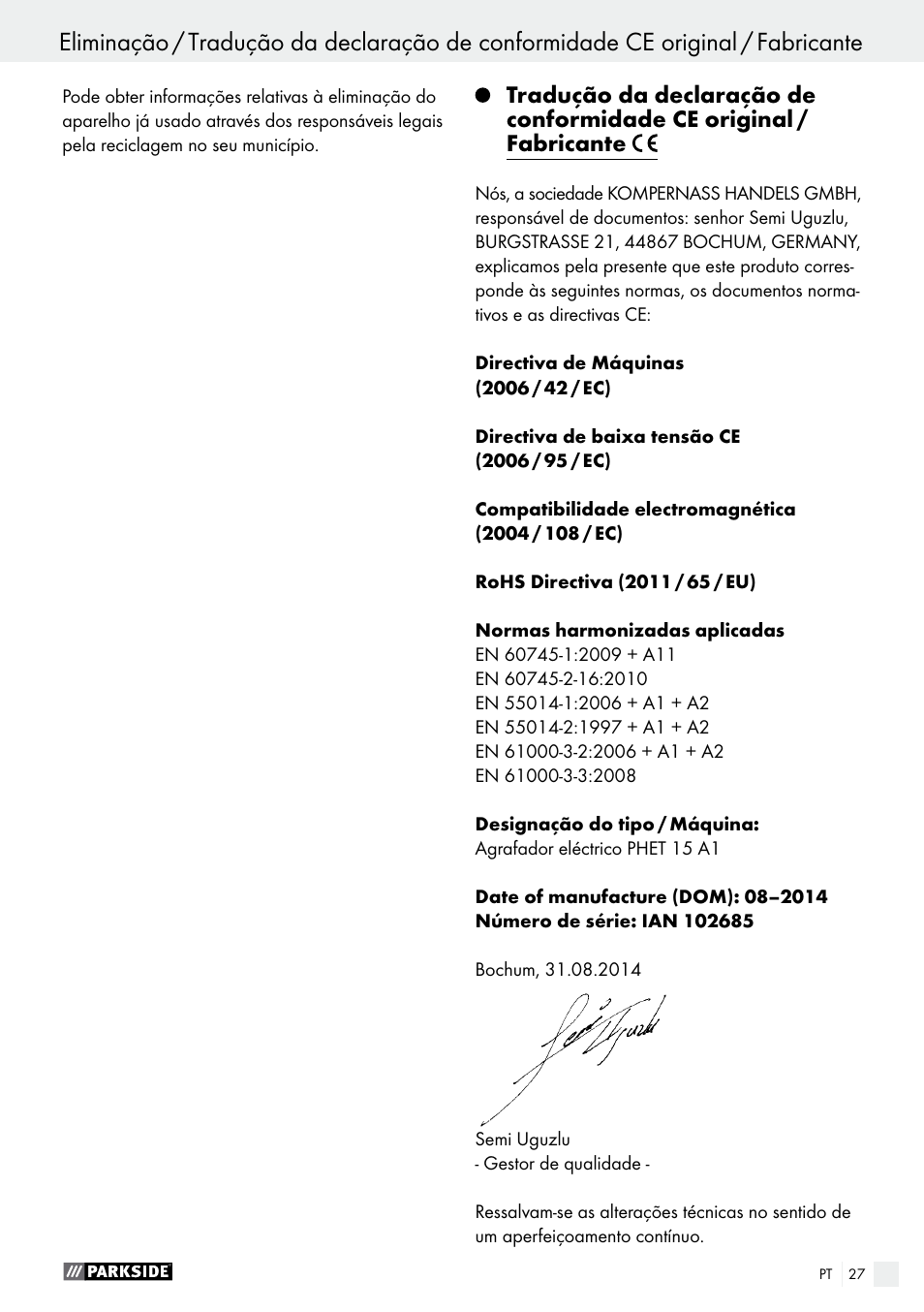 Parkside PHET 15 A1 User Manual | Page 27 / 44