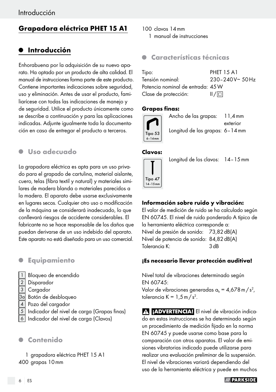 Parkside PHET 15 A1 User Manual | Page 6 / 44