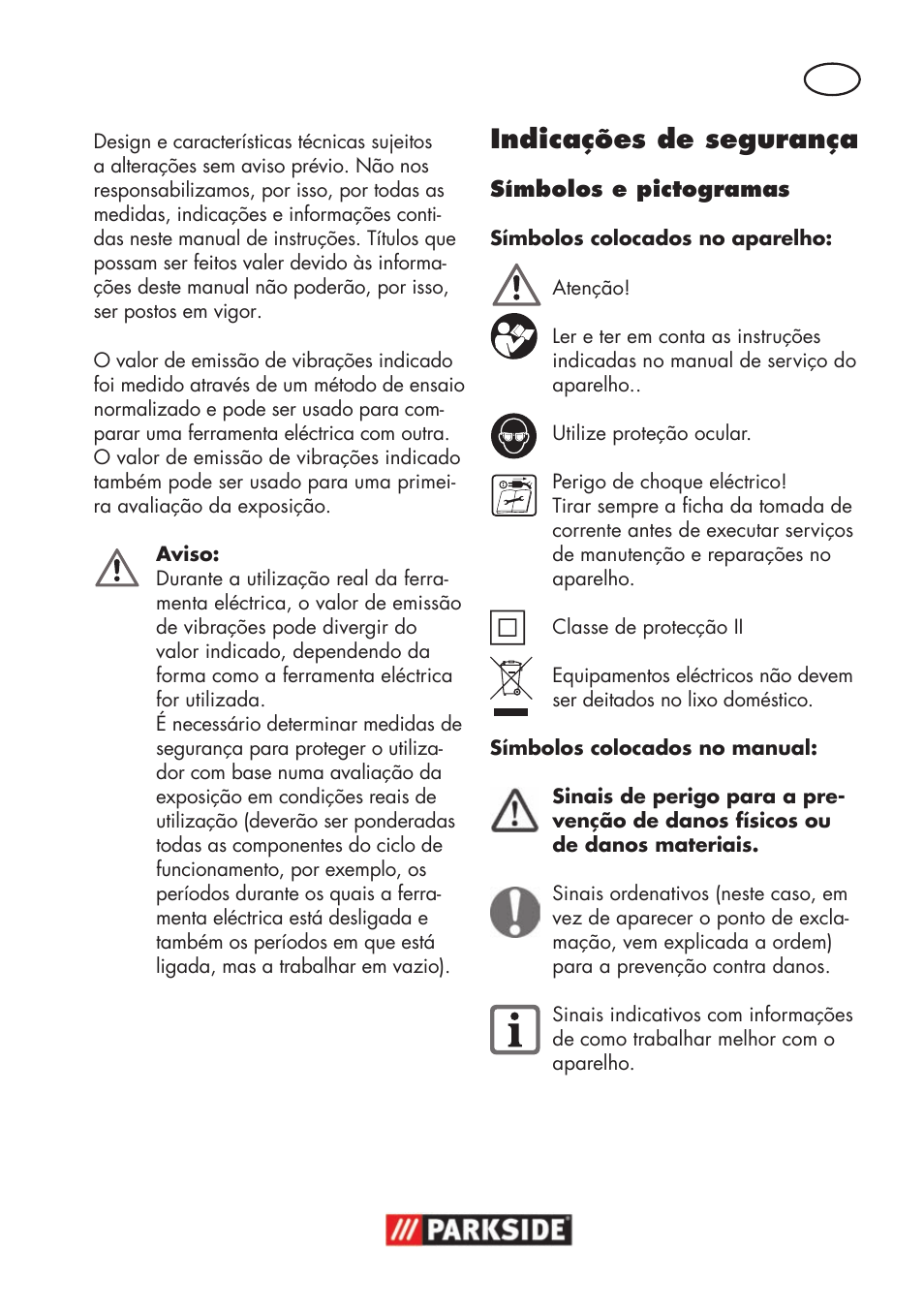 Indicações de segurança | Parkside PSS 65 A1 User Manual | Page 21 / 72