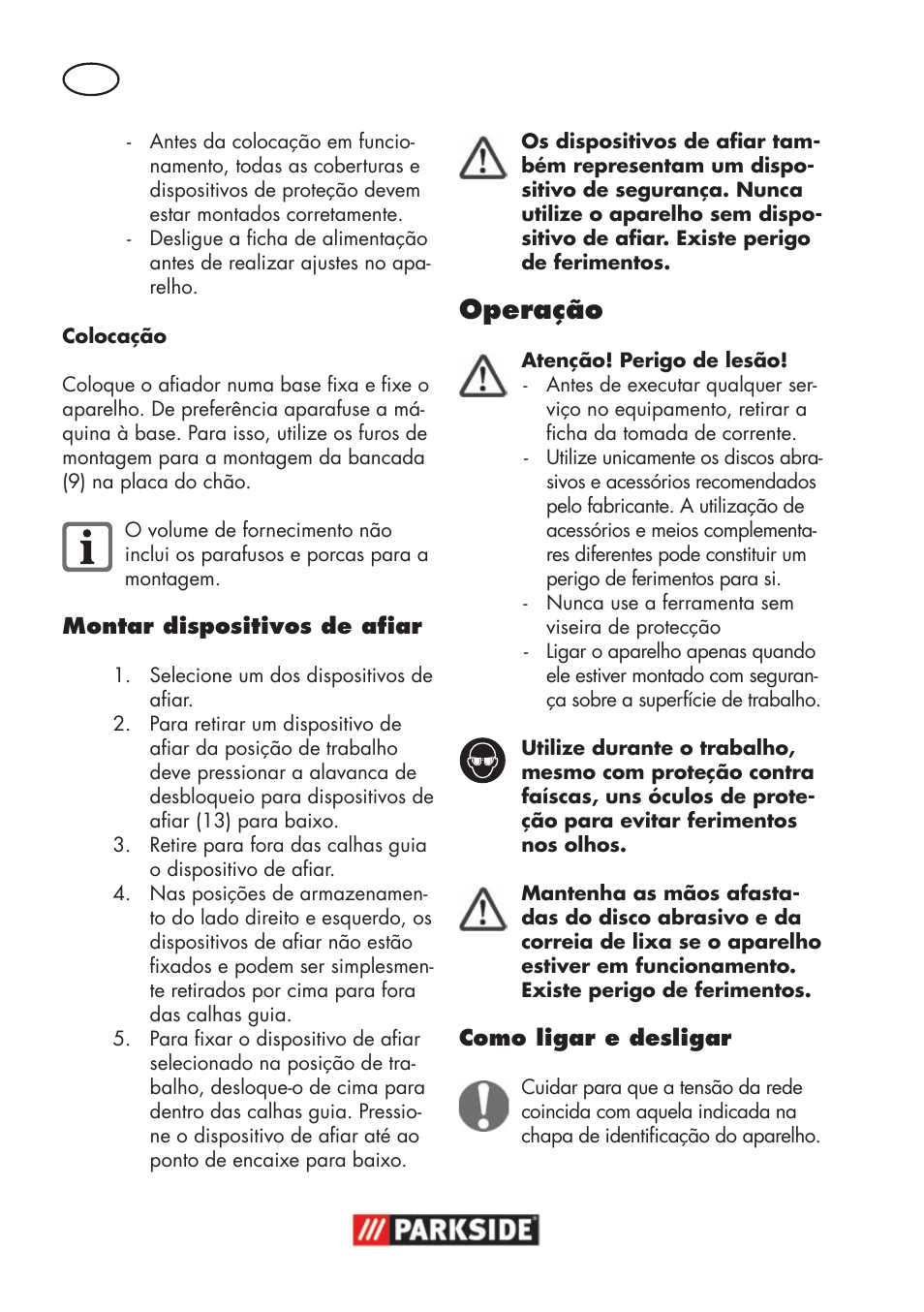 Operação | Parkside PSS 65 A1 User Manual | Page 26 / 72