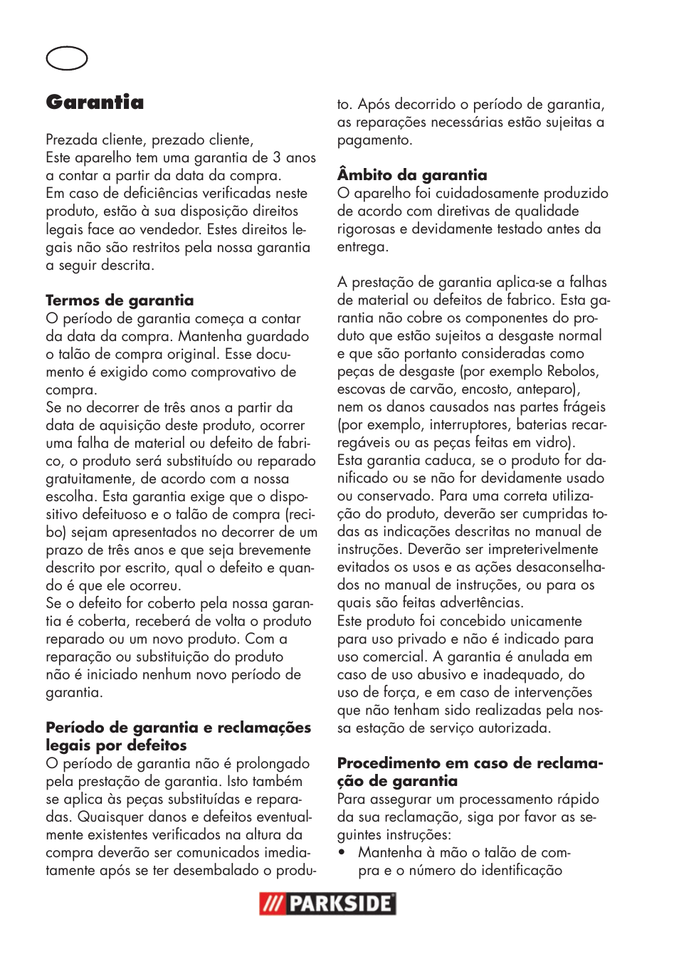 Garantia | Parkside PSS 65 A1 User Manual | Page 32 / 72