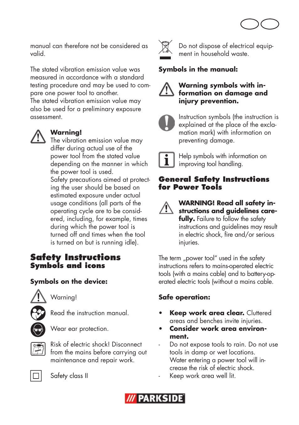 Safety instructions, Gb mt | Parkside PSS 65 A1 User Manual | Page 37 / 72