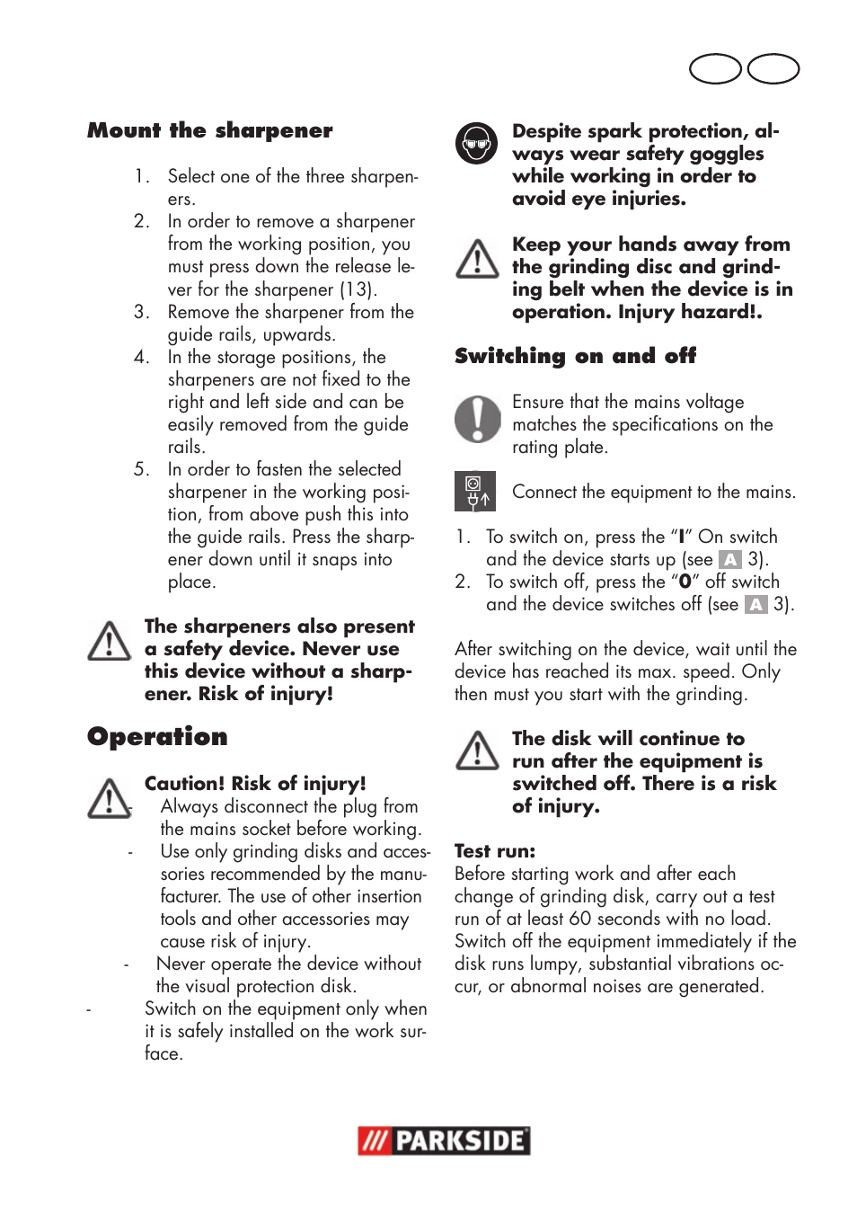 Operation, Gb mt | Parkside PSS 65 A1 User Manual | Page 41 / 72
