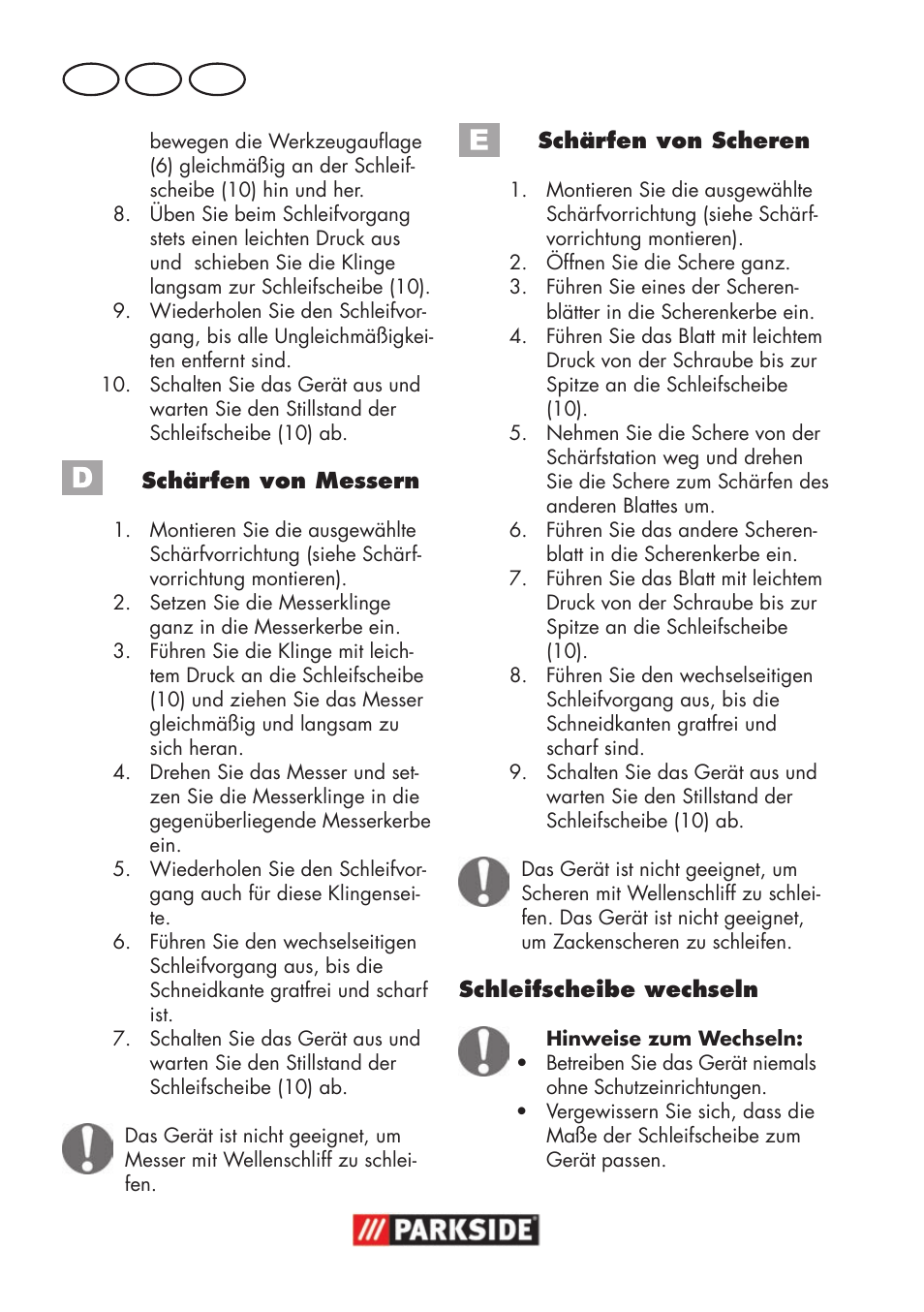 De at ch | Parkside PSS 65 A1 User Manual | Page 58 / 72