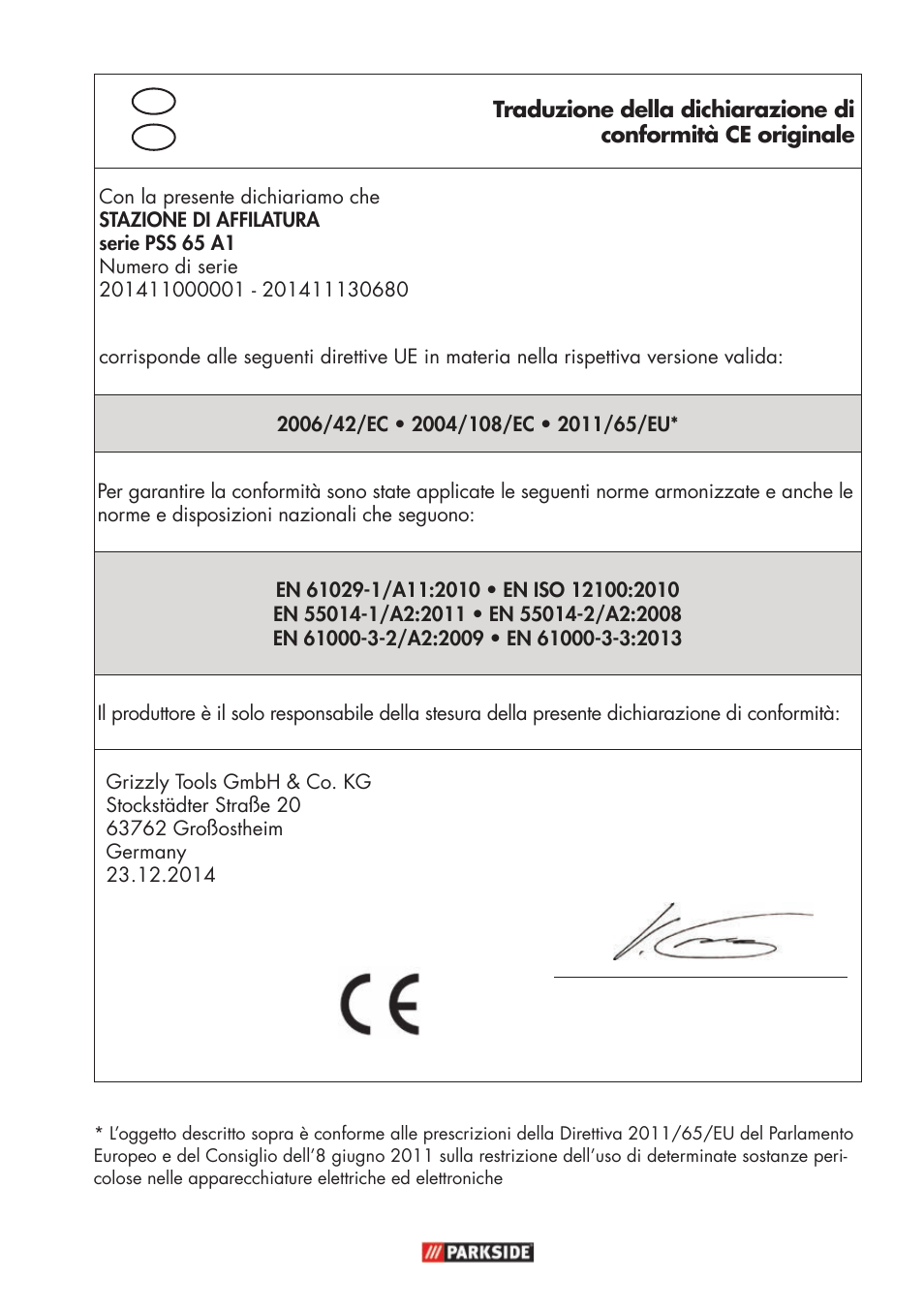 Parkside PSS 65 A1 User Manual | Page 65 / 72
