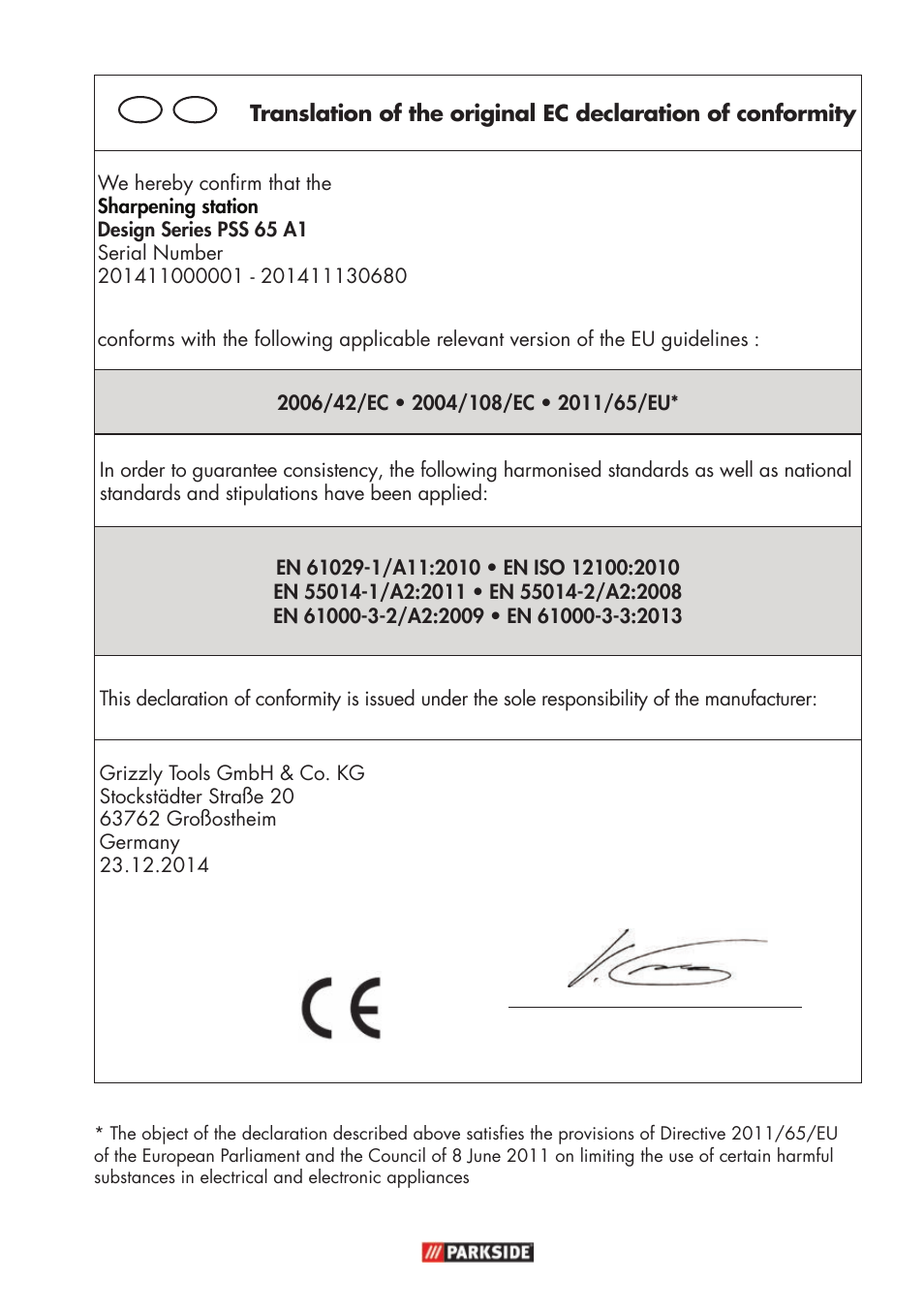 Parkside PSS 65 A1 User Manual | Page 67 / 72