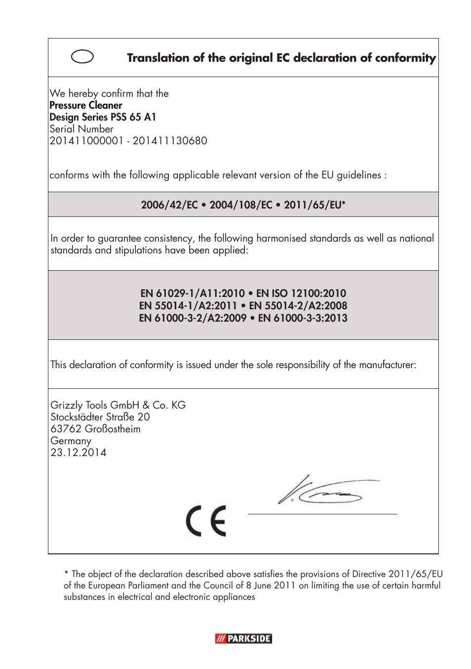 Parkside PSS 65 A1 User Manual | Page 109 / 120