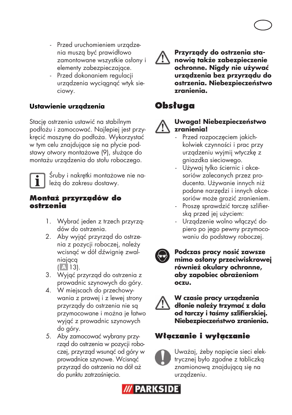 Obsługa | Parkside PSS 65 A1 User Manual | Page 25 / 120