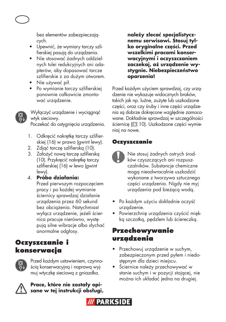 Oczyszczanie i konserwacja, Przechowywanie urządzenia | Parkside PSS 65 A1 User Manual | Page 28 / 120