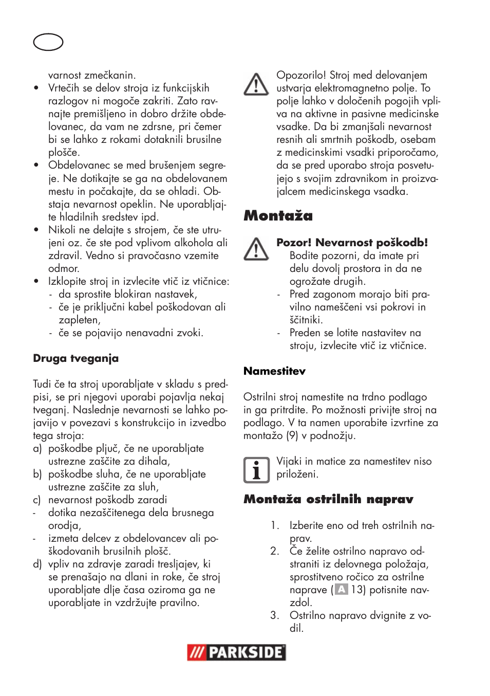 Montaža | Parkside PSS 65 A1 User Manual | Page 54 / 120