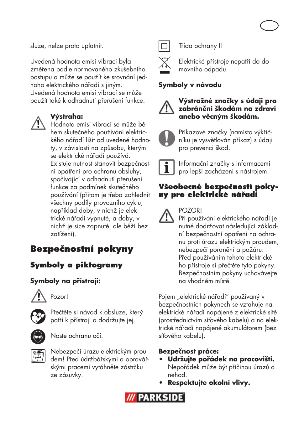 Bezpečnostní pokyny | Parkside PSS 65 A1 User Manual | Page 65 / 120