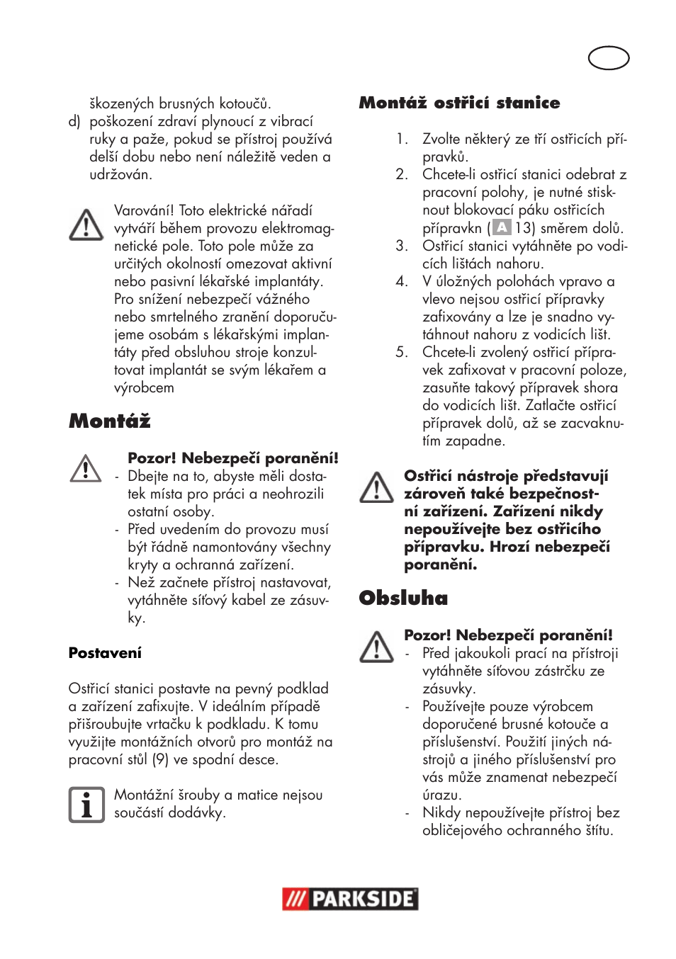 Montáž, Obsluha | Parkside PSS 65 A1 User Manual | Page 69 / 120