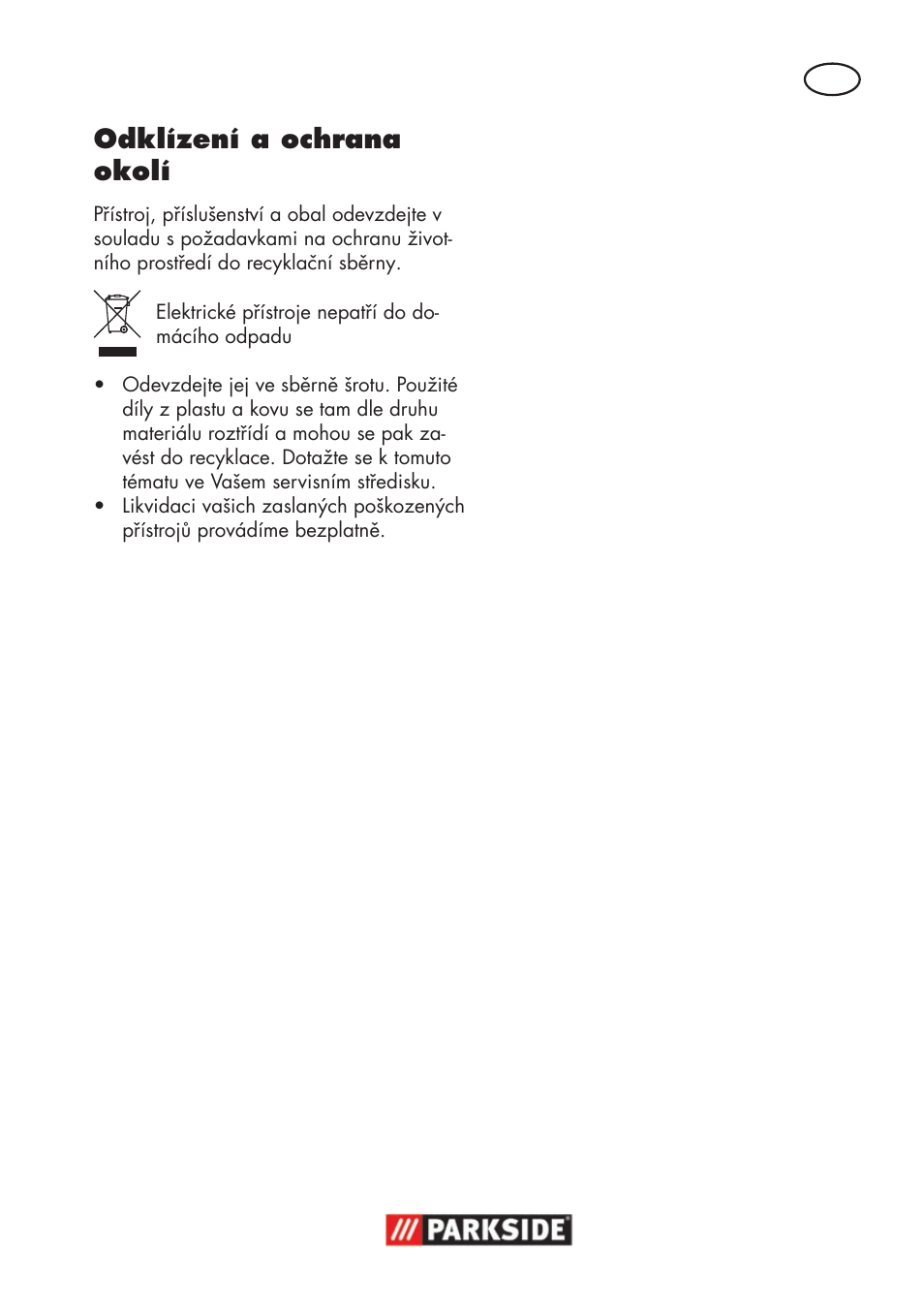 Odklízení a ochrana okolí | Parkside PSS 65 A1 User Manual | Page 73 / 120