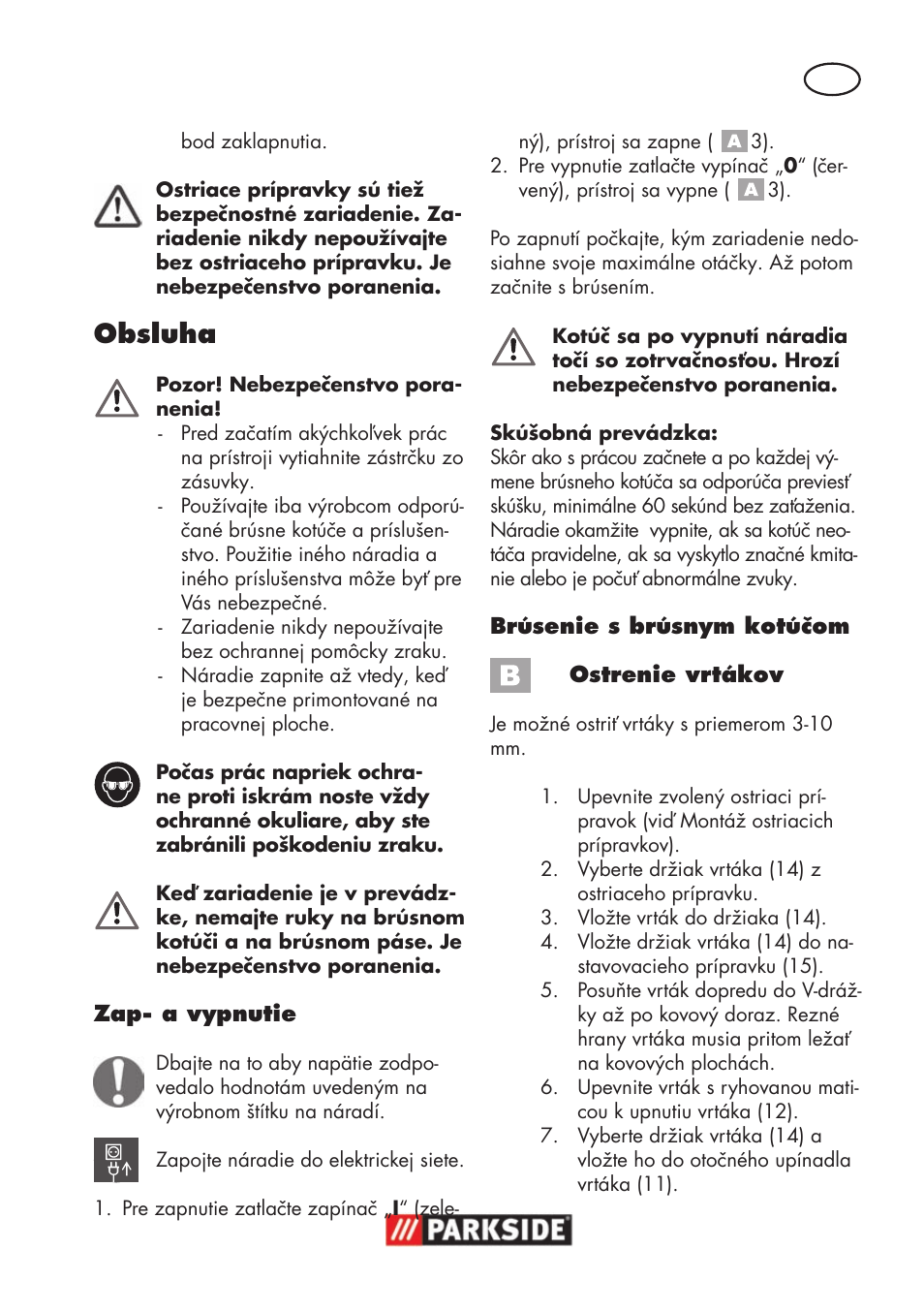 Obsluha | Parkside PSS 65 A1 User Manual | Page 85 / 120