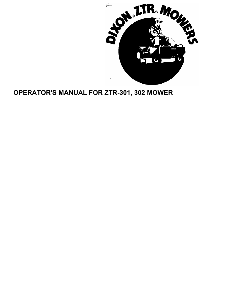 Dixon 301 User Manual | 15 pages
