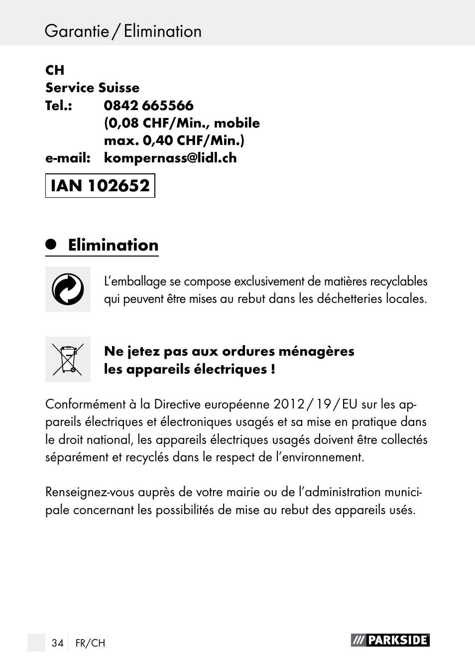 Elimination | Parkside PLS 48 B1 User Manual | Page 34 / 68