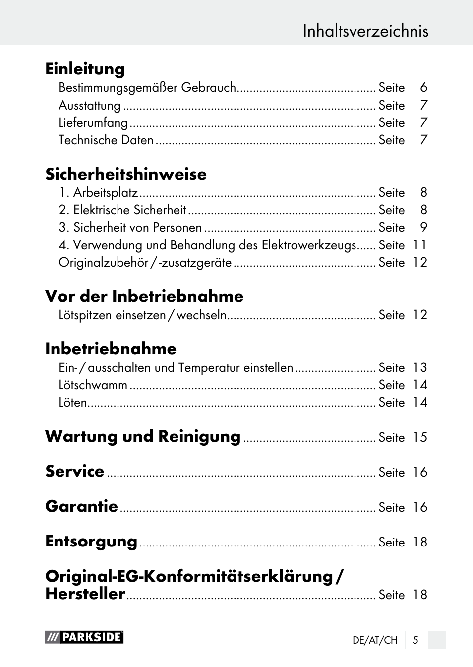 Parkside PLS 48 B1 User Manual | Page 5 / 68