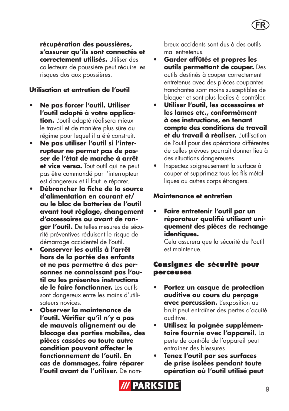 Parkside PSBM 500 B3 User Manual | Page 9 / 48