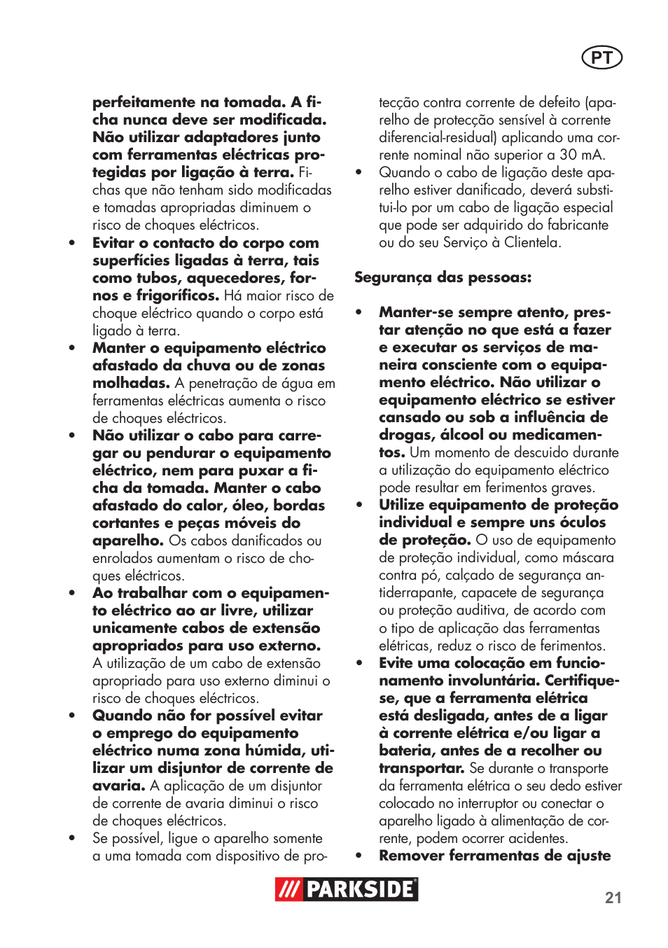 Parkside PSBM 500 B3 User Manual | Page 21 / 60