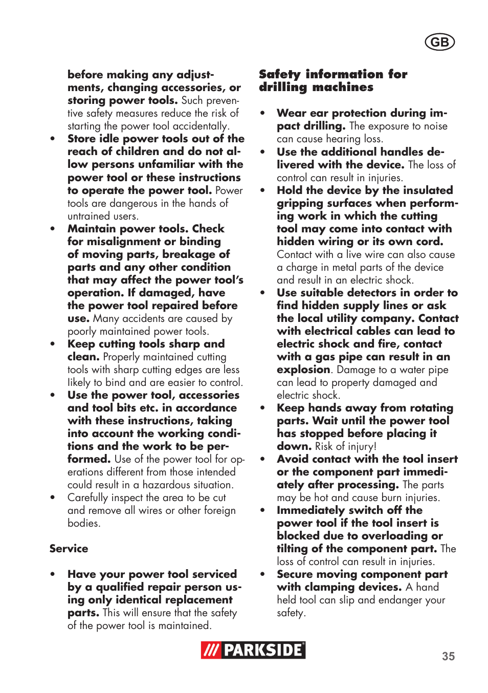 Parkside PSBM 500 B3 User Manual | Page 35 / 60