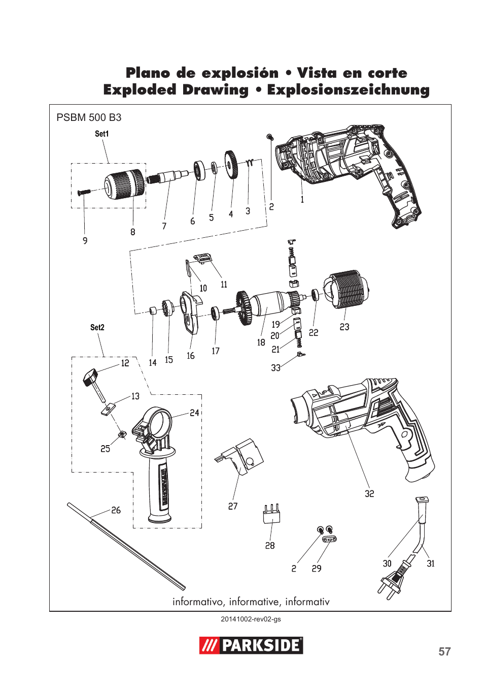 Parkside PSBM 500 B3 User Manual | Page 57 / 60