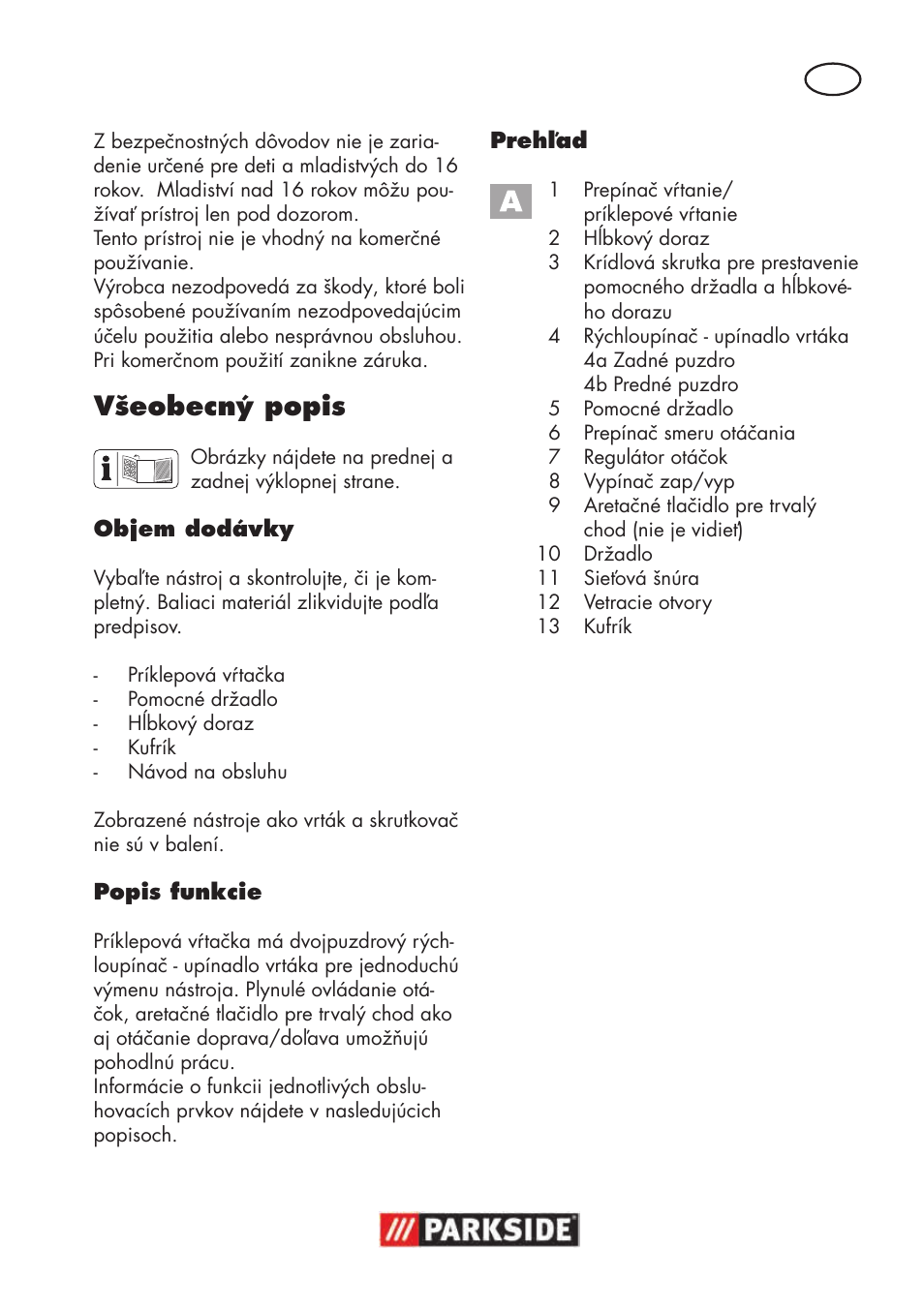 Všeobecný popis | Parkside PSBM 500 B3 User Manual | Page 65 / 96