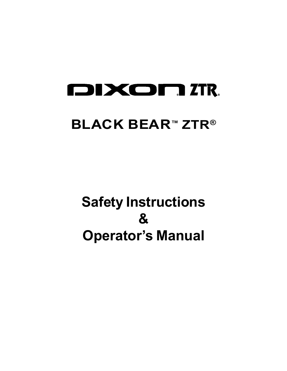 Dixon Black Bear 11249-106 User Manual | 52 pages