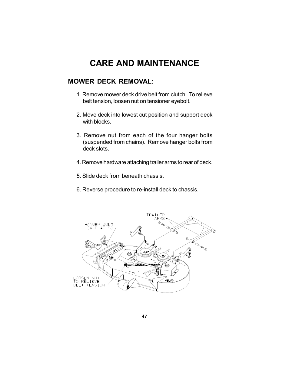 Care and maintenance | Dixon Black Bear 11249-106 User Manual | Page 47 / 52