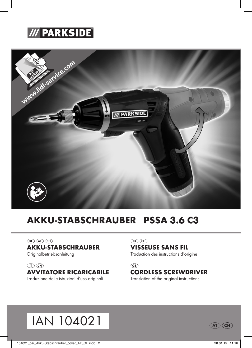 Parkside PSSA 3.6 C3 User Manual | 58 pages