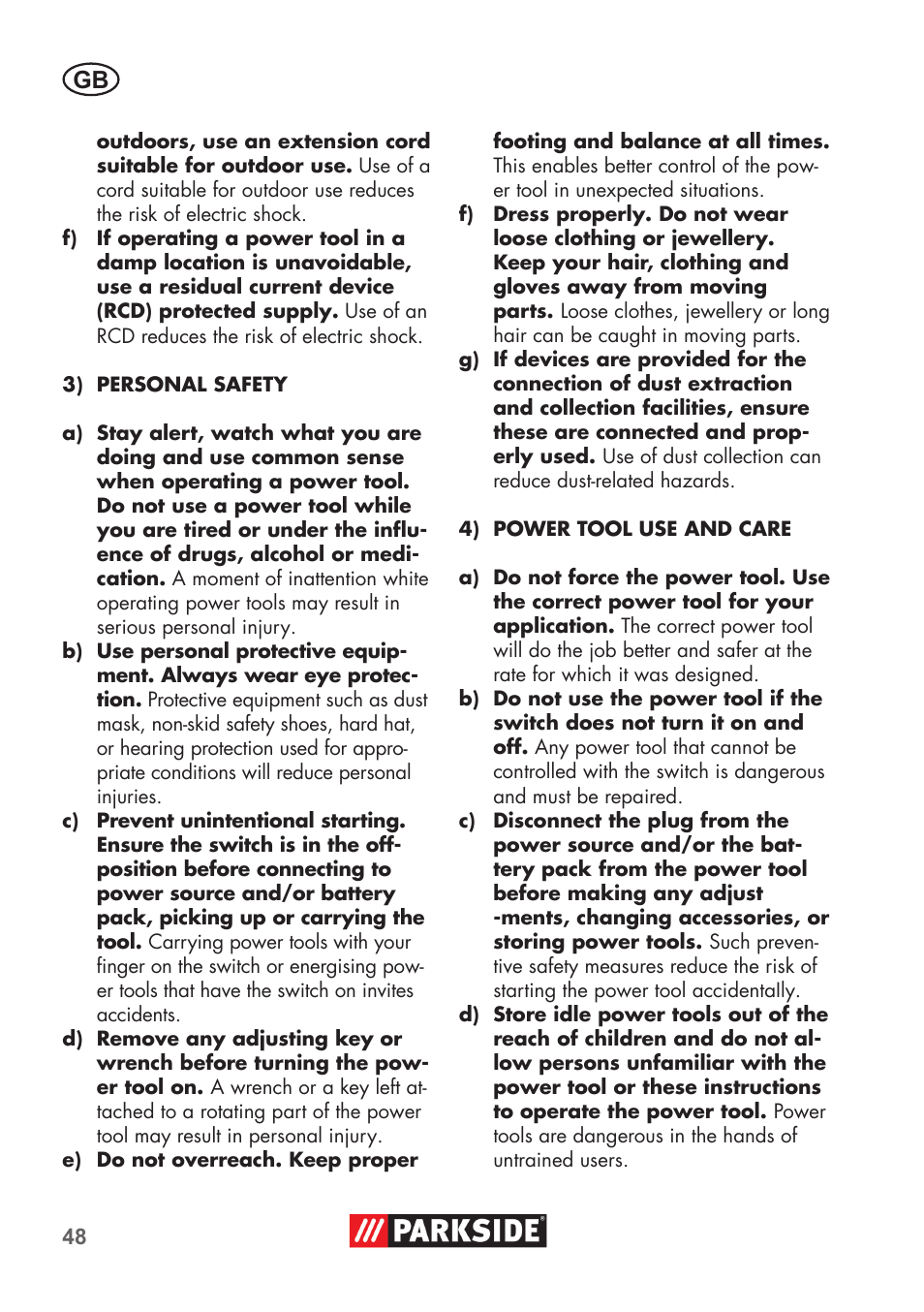 Parkside PSSA 3.6 C3 User Manual | Page 48 / 58